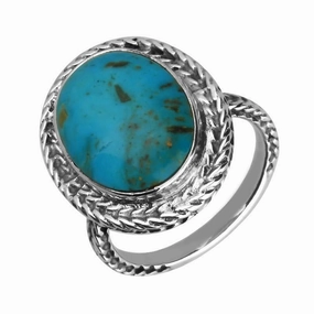 Sterling Silver Turquoise Oval Foxtail Ring D