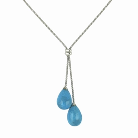 Sterling Silver Turquoise Two Drop Necklace D