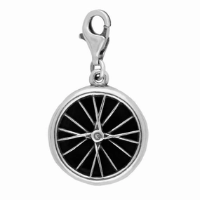 Sterling Silver Whitby Jet Bike Spoke Tour de Yorkshire Charm