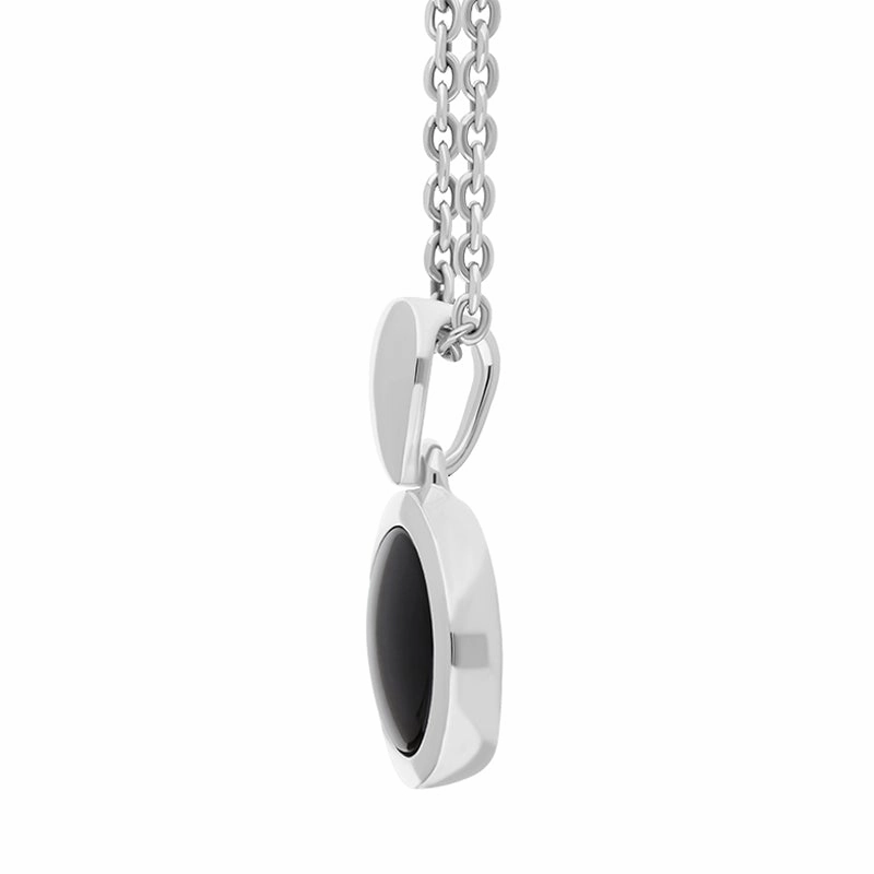 Sterling Silver Whitby Jet Bottle Top Round Necklace