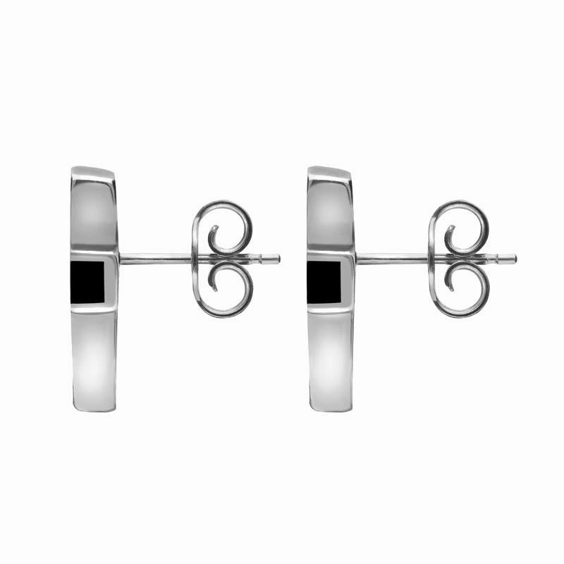 Sterling Silver Whitby Jet Channel Set Cross Stud Earrings D
