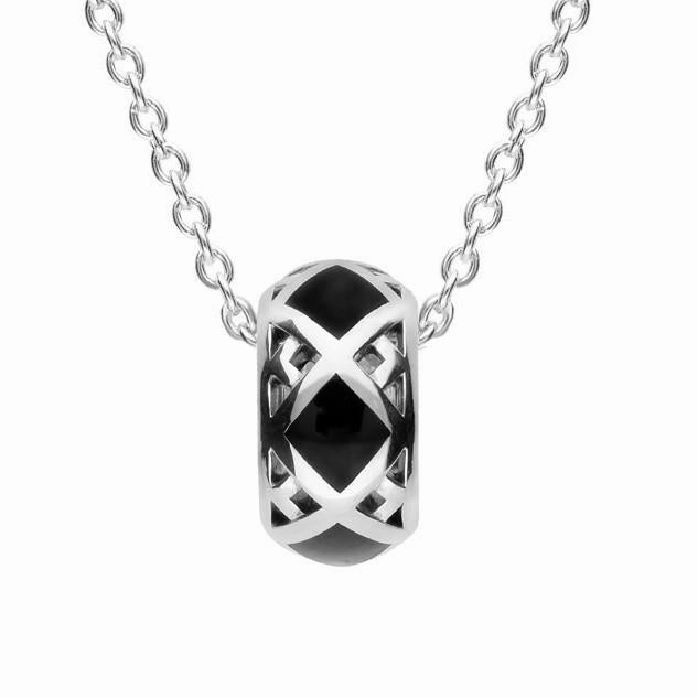 Sterling Silver Whitby Jet Curved  Crossover Three Piece Set
