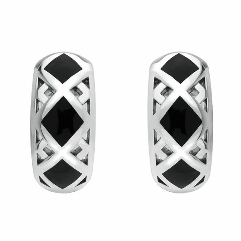 Sterling Silver Whitby Jet Curved  Crossover Three Piece Set