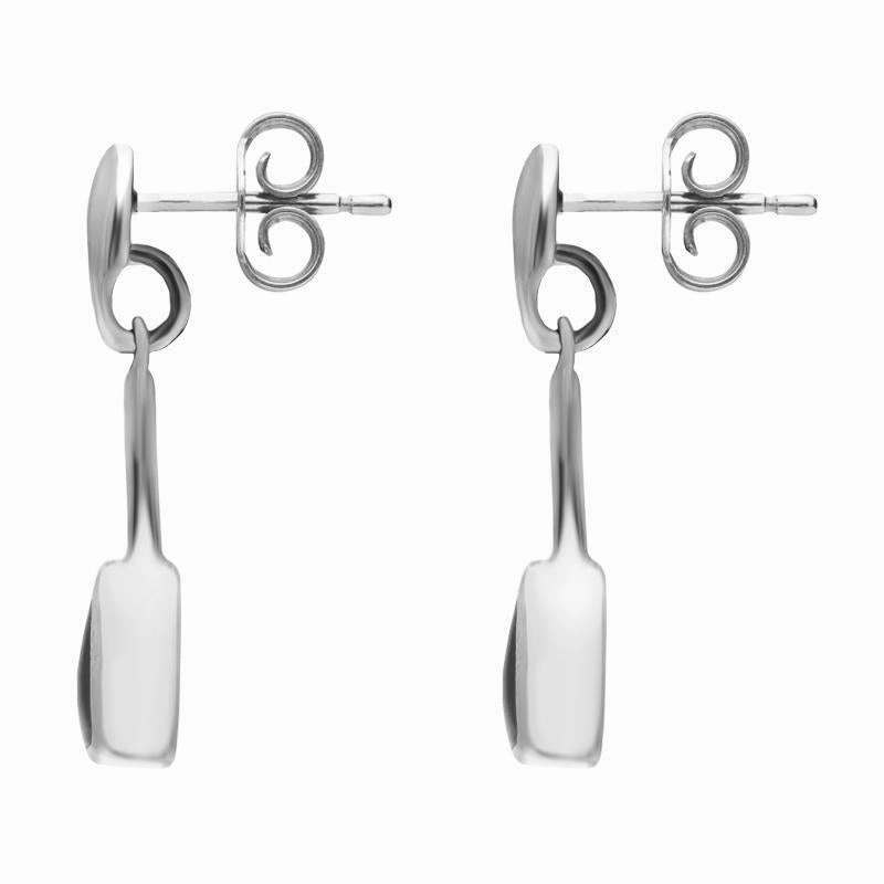 Sterling Silver Whitby Jet Curved Triangle Drop Earrings