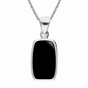 Sterling Silver Whitby Jet Dinky Barrel Necklace