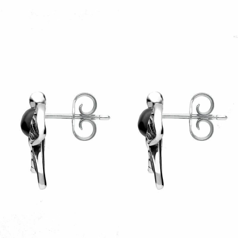 Sterling Silver Whitby Jet Dragonfly Stud Earrings
