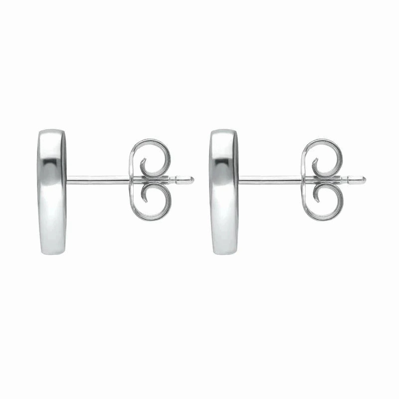 Sterling Silver Whitby Jet Inlaid Heart Stud Earrings