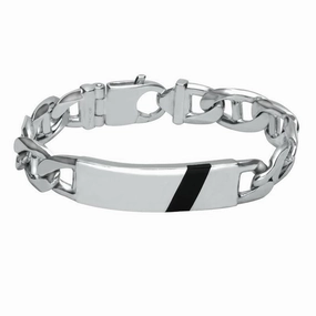 Sterling Silver Whitby Jet Large Identity Bracelet D