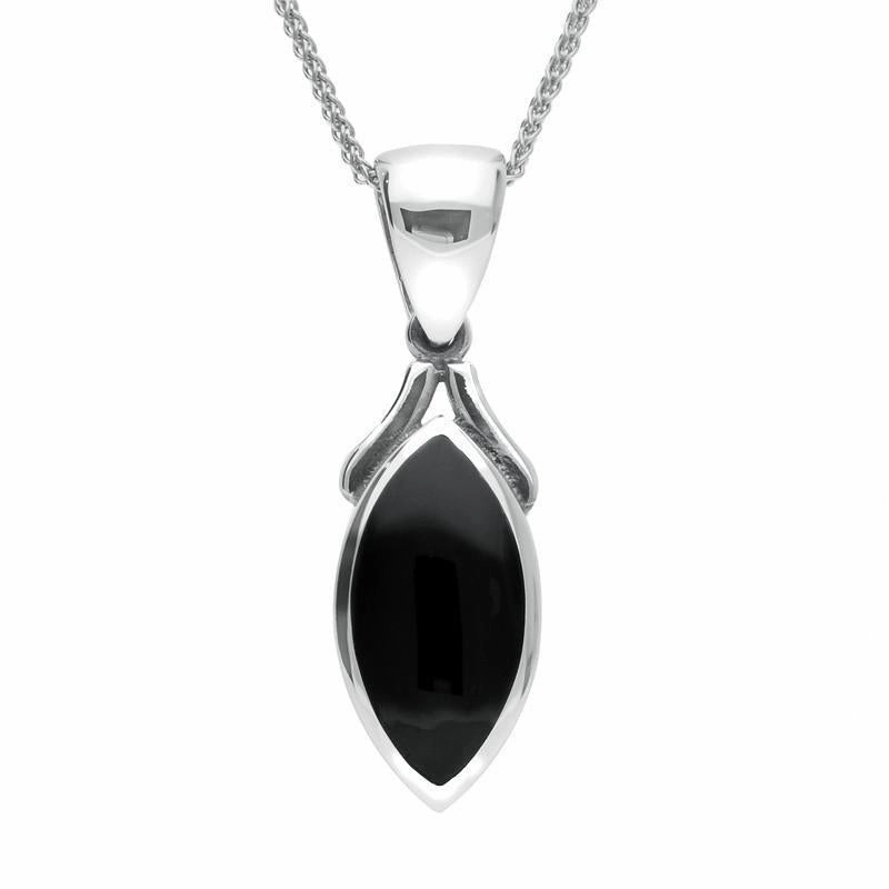 Sterling Silver Whitby Jet Marquise Necklace