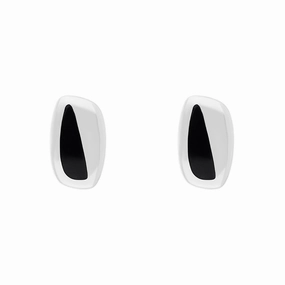 Sterling Silver Whitby Jet Oblong Stud Earrings D