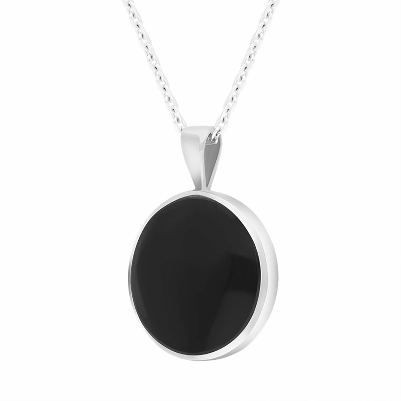 Sterling Silver Whitby Jet Round Necklace