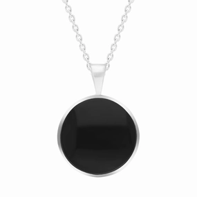 Sterling Silver Whitby Jet Round Necklace