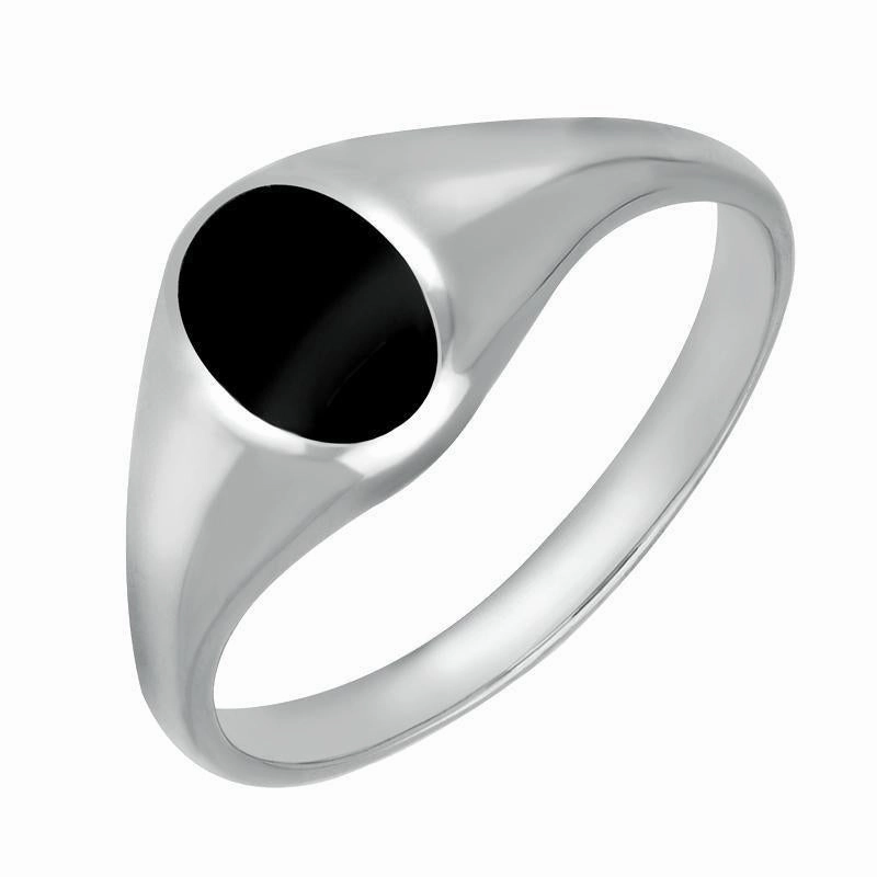 Sterling Silver Whitby Jet Small Oval Signet Ring
