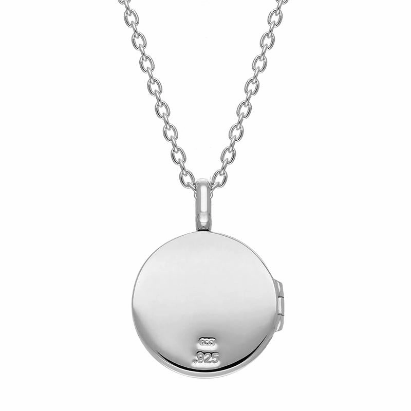 Sterling Silver Whitby Jet Small Round Locket