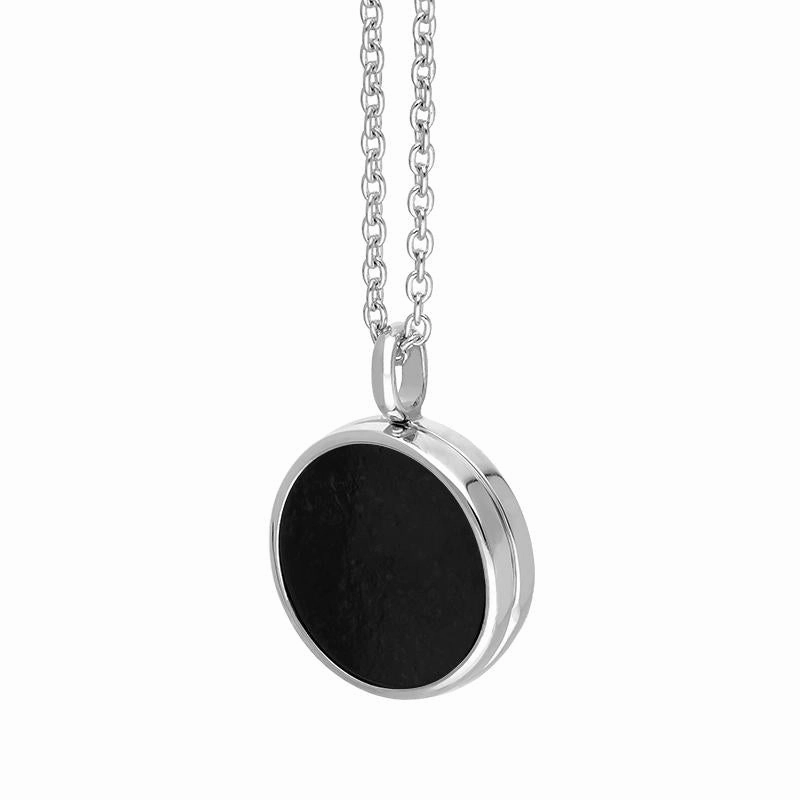 Sterling Silver Whitby Jet Small Round Locket