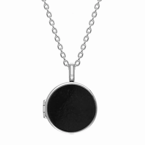 Sterling Silver Whitby Jet Small Round Locket