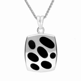 Sterling Silver Whitby Jet Spotty Barrel Necklace