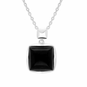 Sterling Silver Whitby Jet Square Necklace