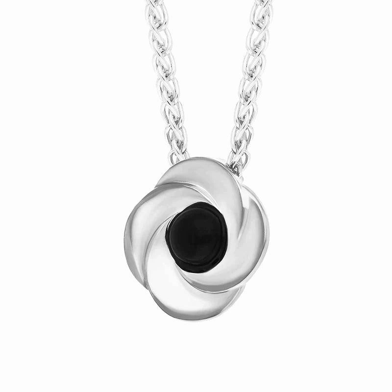 Sterling Silver Whitby Jet Stone Windmill Necklace