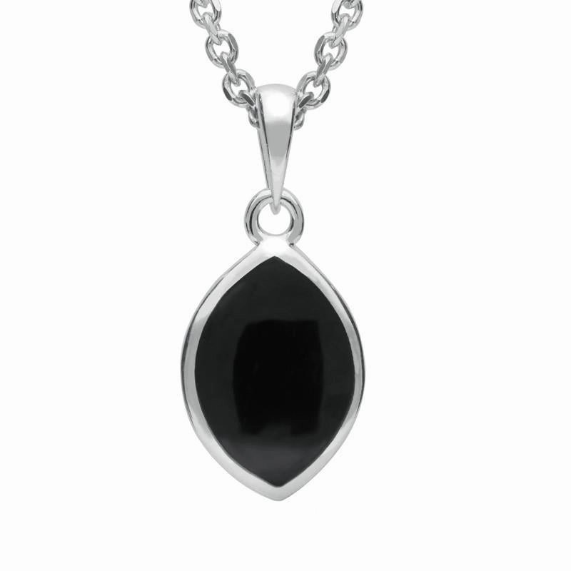 Sterling Silver Whitby Jet Tear Shape Necklace