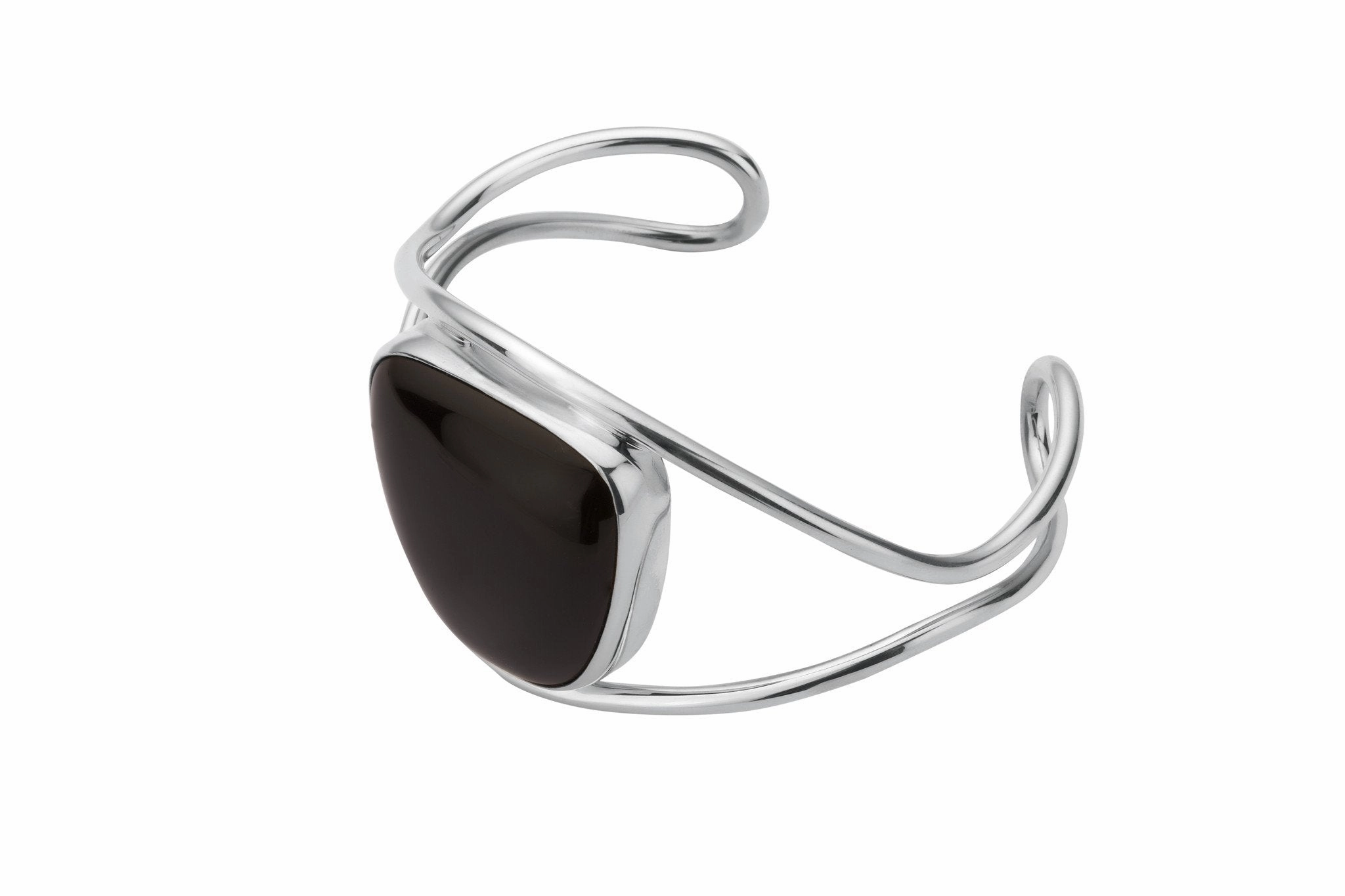 Sterling Silver Whitby Jet Unique Cuff Bangle