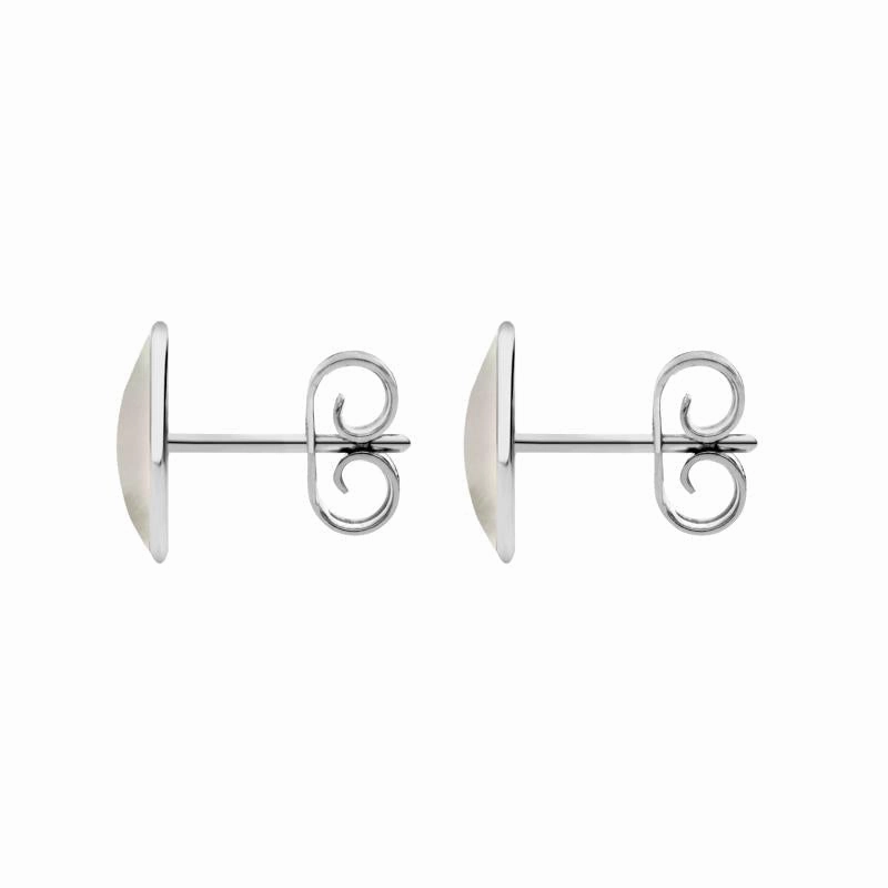 Sterling Silver White Mother of Pearl 8 x 10mm Classic Large Oval Stud Earrings
