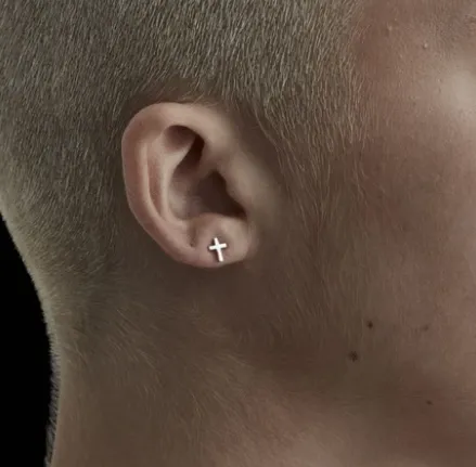 Stolen Girlfriends Club - Tiny Stolen Cross Earrings Silver