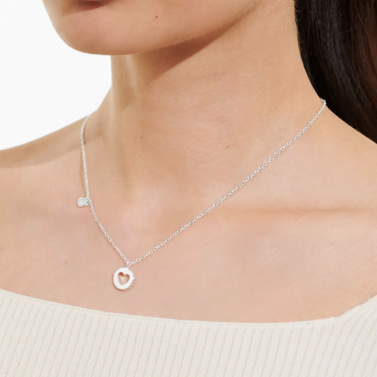 Style Stories Pave Edge Heart Silver Plated Necklace 7718