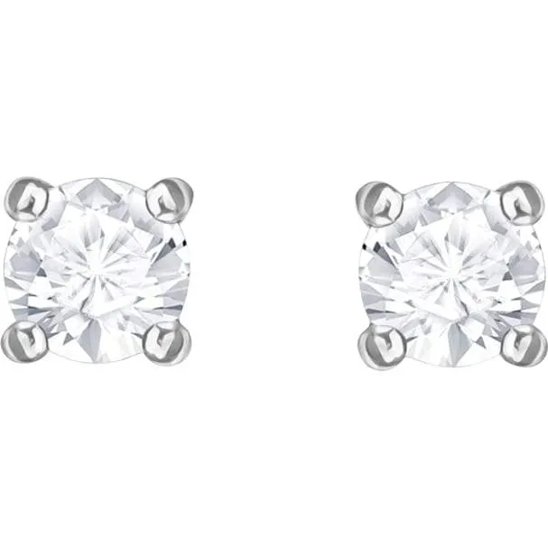 Swarovski Attract Rhodium Plated Round Solitaire Stud Earrings