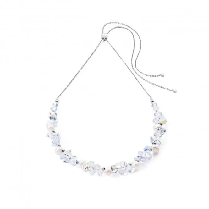 Swarovski Crystal Freshwater Pearl White Silver Necklace 1124/10-1417