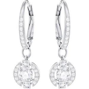 Swarovski Dance Rhodium White Crystal Sparkling Round Drop Earrings