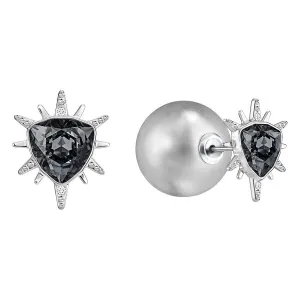 Swarovski Fantastic Grey Crystal Pearl Stud Earrings
