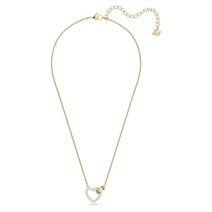 Swarovski Lovely Gold Tone Plated White Crystal Heart Necklace
