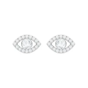 Swarovski Rhodium White Crystal Luckily Evil Eye Earrings