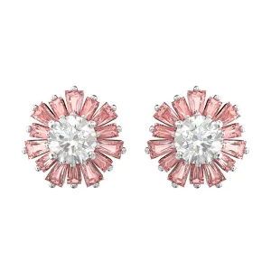Swarovski Sunshine Rhodium Plated Pink Crystal Stud Earrings