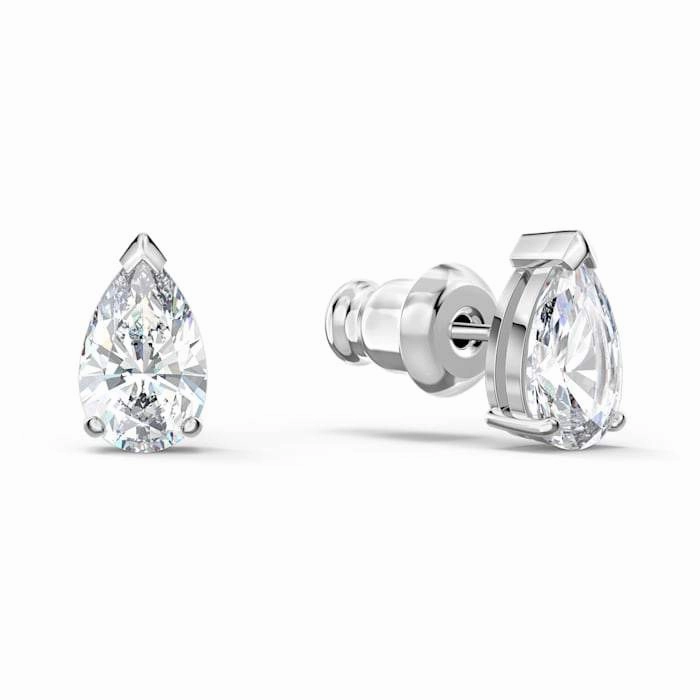 Swarovski Attract White Rhodium Plated Crystal Pear Stud Earrings D