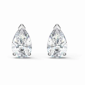 Swarovski Attract White Rhodium Plated Crystal Pear Stud Earrings D