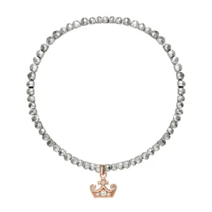 Sylva Rose Gold Plated Sterling Silver Crown Bead Bracelet