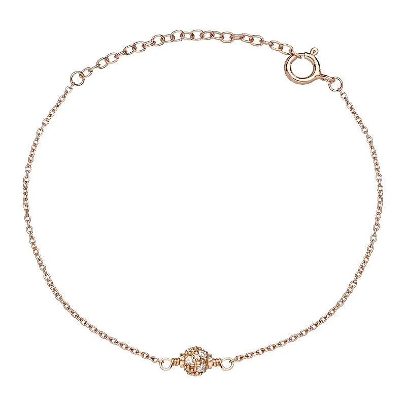 Sylva Rose Gold Plated Sterling Silver Pave Ball Bracelet