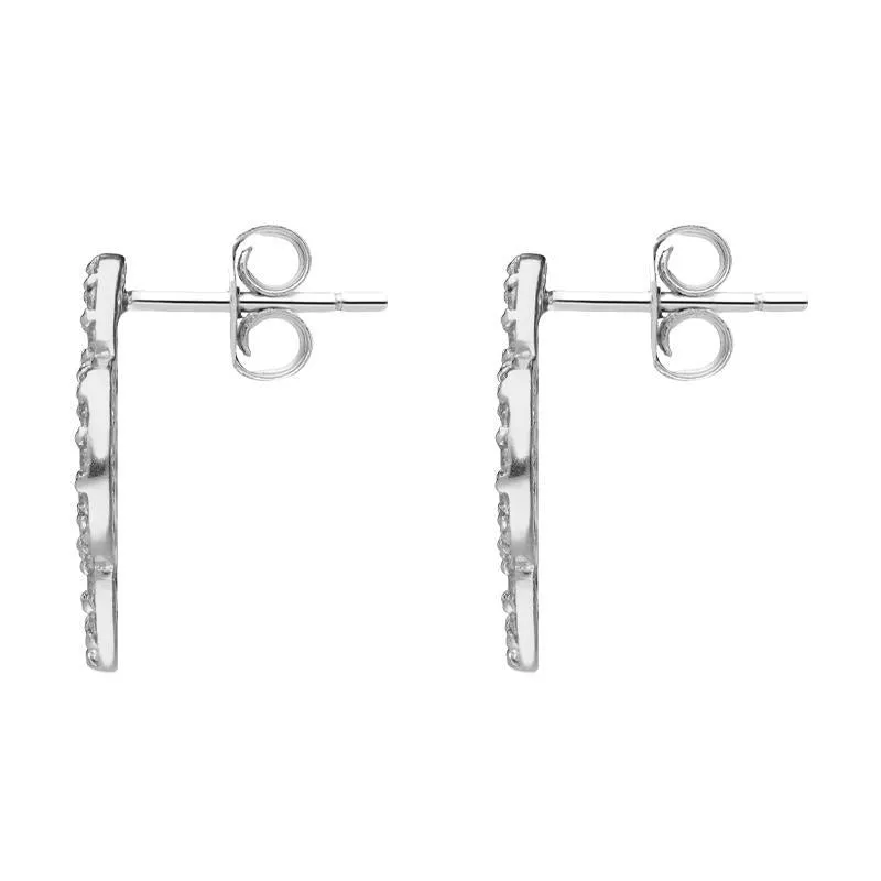 Sylva Sterling Silver Cubic Zirconia Decorative Cross Stud Earrings