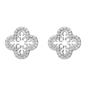 Sylva Sterling Silver Cubic Zirconia Decorative Cross Stud Earrings