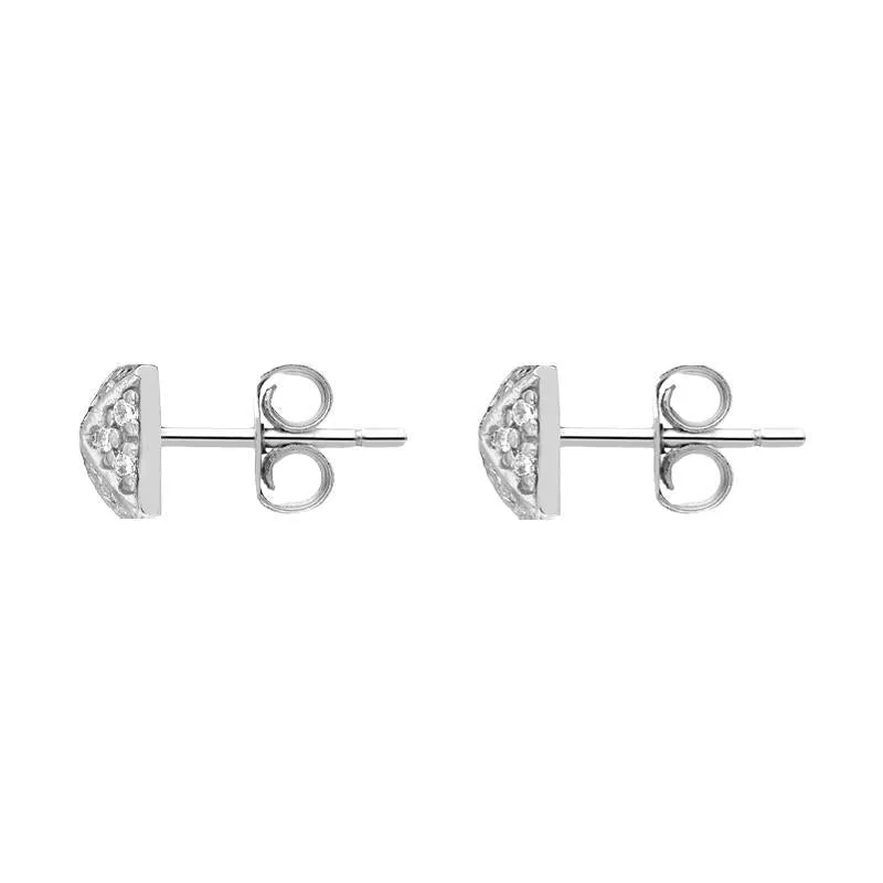 Sylva Sterling Silver Cubic Zirconia Square Sectioned Stud Earrings