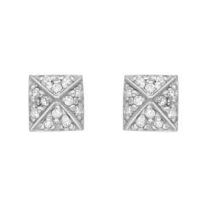 Sylva Sterling Silver Cubic Zirconia Square Sectioned Stud Earrings