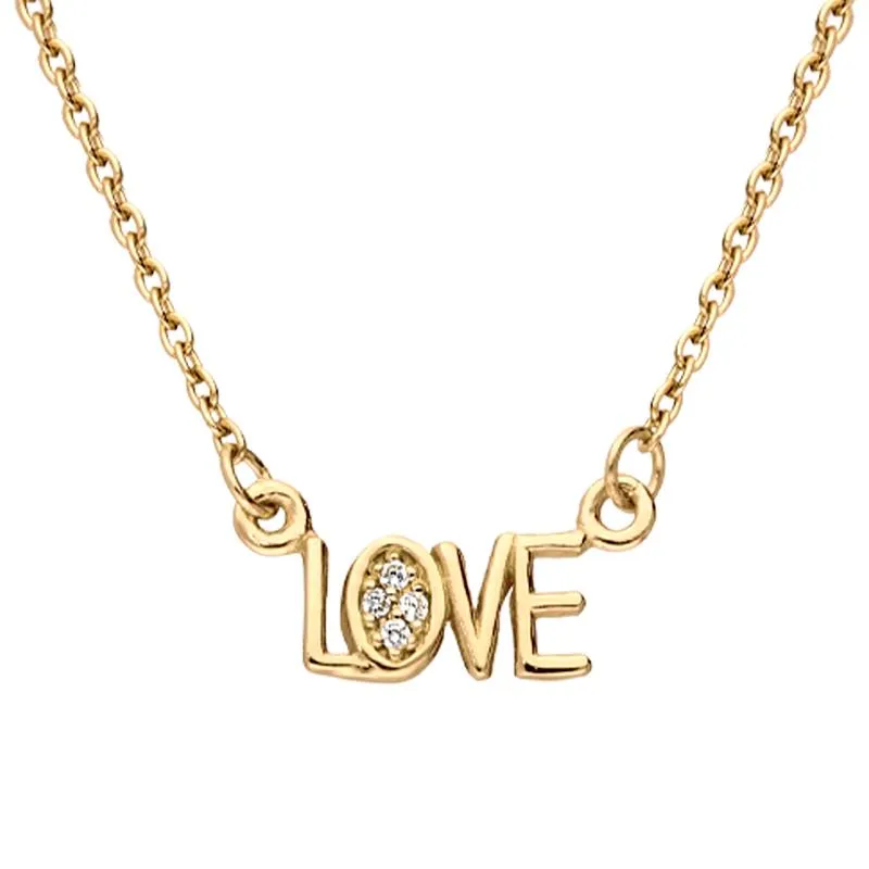Sylva Sterling Yellow Gold Sterling Silver Plated 'Love' Necklace