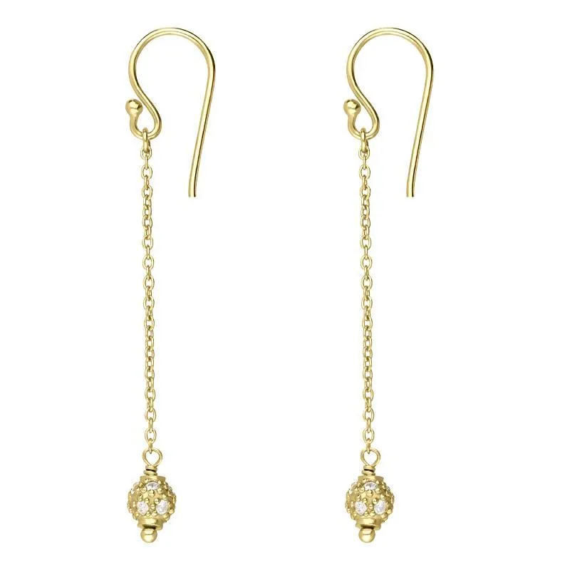 Sylva Yellow Gold Plated Sterling Silver Ball Chain Drop Earrings
