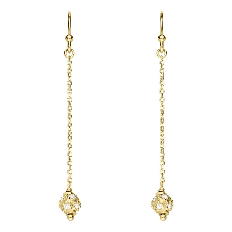 Sylva Yellow Gold Plated Sterling Silver Ball Chain Drop Earrings
