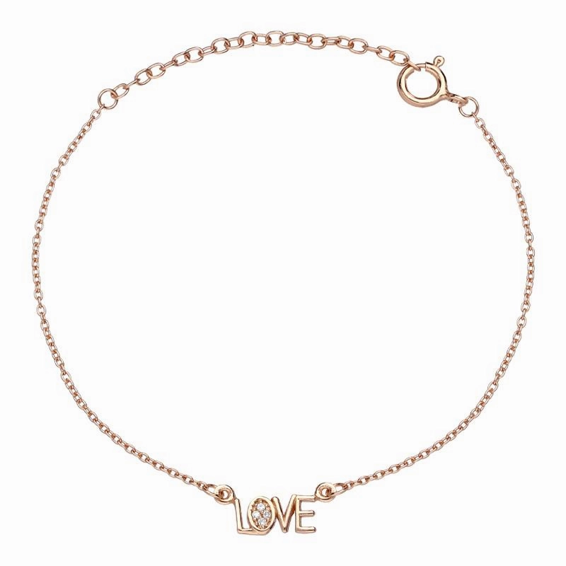 Sylva Rose Gold Plated Sterling Silver 'Love' Bracelet