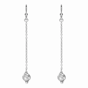 Sylva Sterling Silver Cubic Zirconia Ball Chain Drop Earrings