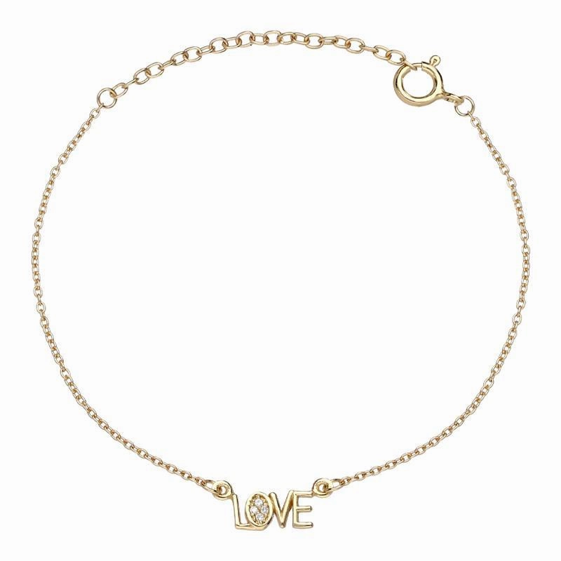 Sylva Yellow Gold Plated Sterling Silver 'Love' Bracelet