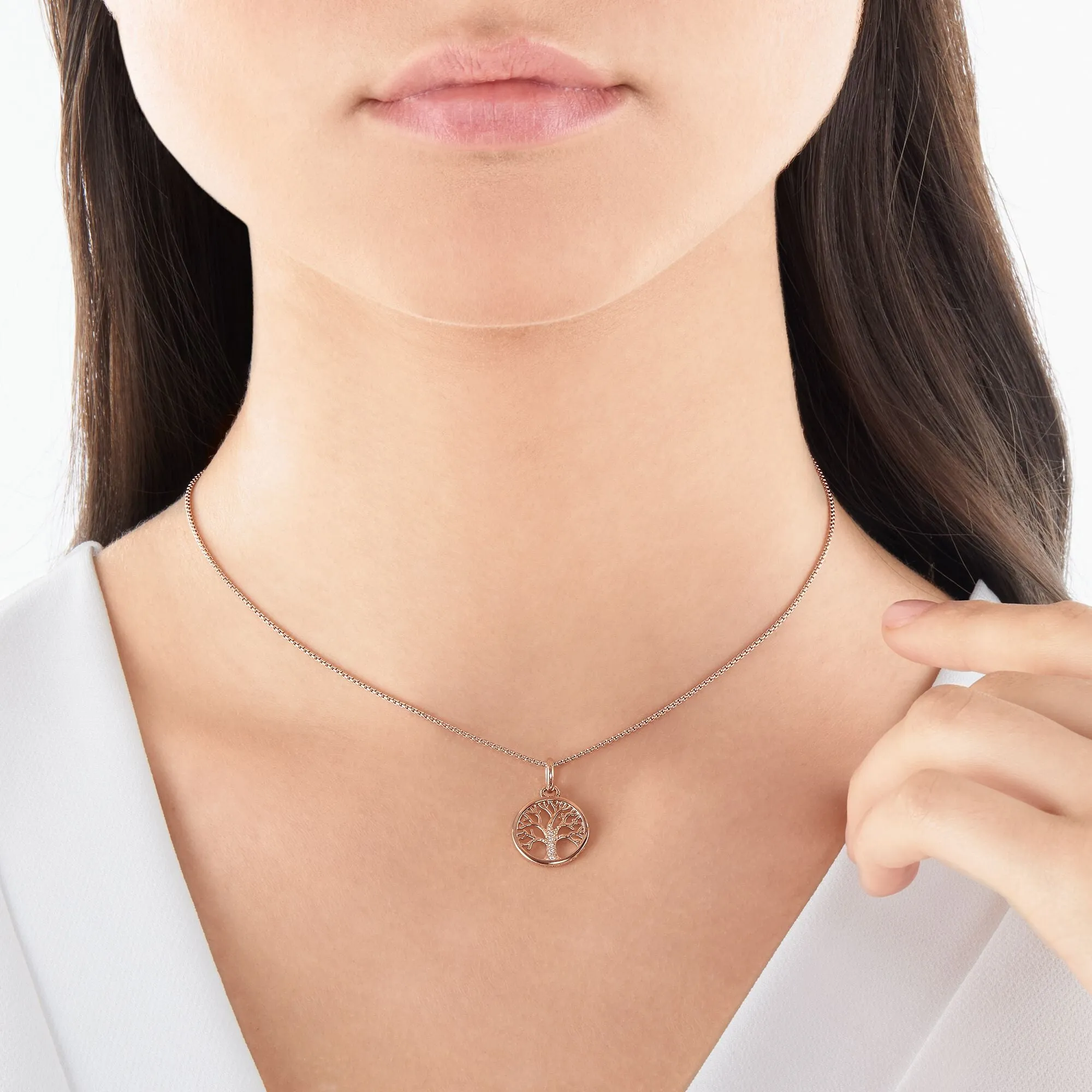 Thomas of Sabe Tree of Love Rose Gold Tone Necklace